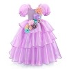 IWEMEK Déguisement de Princesse Tiana Robe Filles Carnaval Halloween Costume Conte de fée Manches bouffantes Longue Robe Noël
