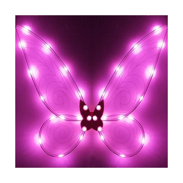 Silom Ailes de fée lumineuses pour filles et femmes, ailes dange scintillantes pour adultes, enfants, Halloween, cosplay, dé