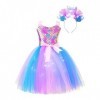 Oyolan Déguisement Sirène Fille Enfant Princesse Robe Lumineuse LED Serre-Tête Bandeau Cosplay Halloween Carnaval Fête Annive