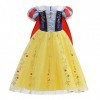 MYRISAM Filles Robe de Carnaval Princesse Costume de Blanche Neige avec Cape Conte de Fée Snow White Déguisements Cosplay Hal