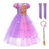 Raiponce Costume Enfant Fille Costume Princesse Robe Halloween Noël Carnaval Fête danniversaire Cosplay Festive Longue Soiré