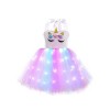 YiZYiF Enfant Fille Déguisement Licorne Sirène Robe Princesse Tutu Jupe avec Lumineuse LED Cosplay Costume Halloween Carnaval