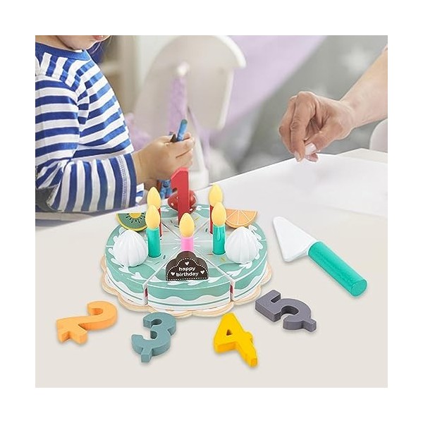 Perfeclan Jouet de gâteau danniversaire pour Enfants avec Bougies Accessoires de Fruits gâteau danniversaire Playset Enfant