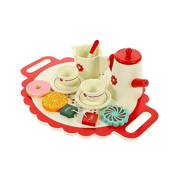 TOYANDONA 1 Jeu Service à Thé Simulé Vaisselle en Bois pour Enfants Faire Semblant Daccessoires De Cuisine Les Enfants Font S