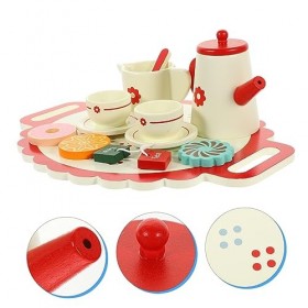 TOYANDONA 1 Jeu Service à Thé Simulé Vaisselle en Bois pour Enfants Faire Semblant Daccessoires De Cuisine Les Enfants Font S