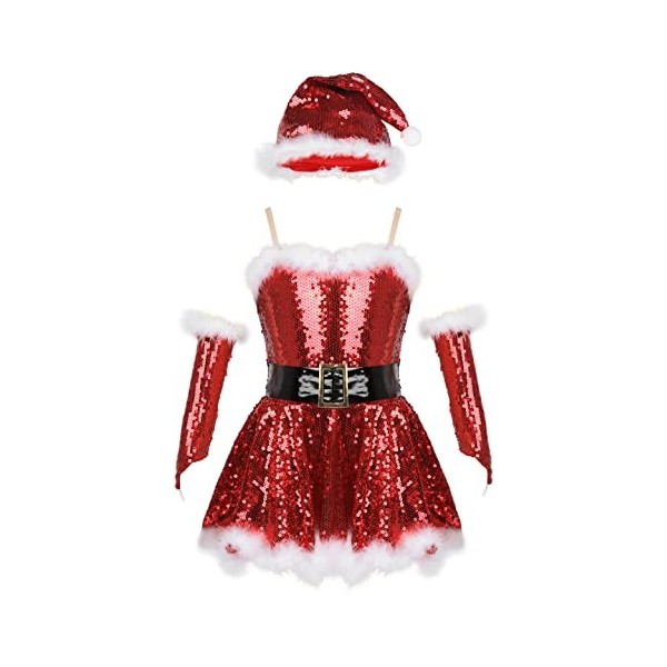 Alvivi Enfant Fille Robe De Noël Déguisement Princesse Noël Robe Costume Mère Noël Et Chapeaux Robe Tenue Soirée Partie Fête 