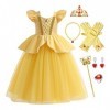 FMYFWY Costume de Carnaval Filles Princesse Robe de Belle Déguisements de la Beauté et la Bête Halloween Noël Robe de Anniver