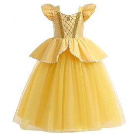 FMYFWY Costume de Carnaval Filles Princesse Robe de Belle Déguisements de la Beauté et la Bête Halloween Noël Robe de Anniver
