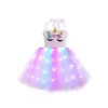 TiaoBug Enfant Fille Déguisement Licorne Sirène Princesse Cosplay Costume Halloween Carnaval Noël Tutu Jupe avec Lumineuse LE