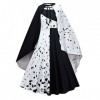 OBEEII 101 Dalmatiens Cruella De Vil Déguisement Enfant Fille Robe Manteau pour Halloween Cosplay Fête danniversaire Dress u