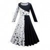 OBEEII 101 Dalmatiens Cruella De Vil Déguisement Enfant Fille Robe Manteau pour Halloween Cosplay Fête danniversaire Dress u