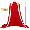 Alaiyaky Ensemble de cape, pour adultes et enfants, archevêque, manteau doré et rouge, avec couronne et sceptre, costume de r