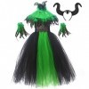 OBEEII Déguisement Maléfique Fille Halloween Carnaval Tutu Robe ave Bandeau +Ailes Sleeping Beauty Halloween Noël Costume pou