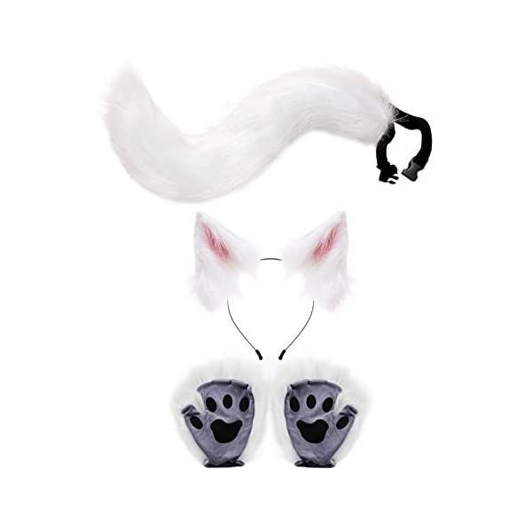 F Fityle Anime Cat Costume Animal et Tail Set Jouets Chaton en Peluche pour Cosplay Fancy Dress, Noir