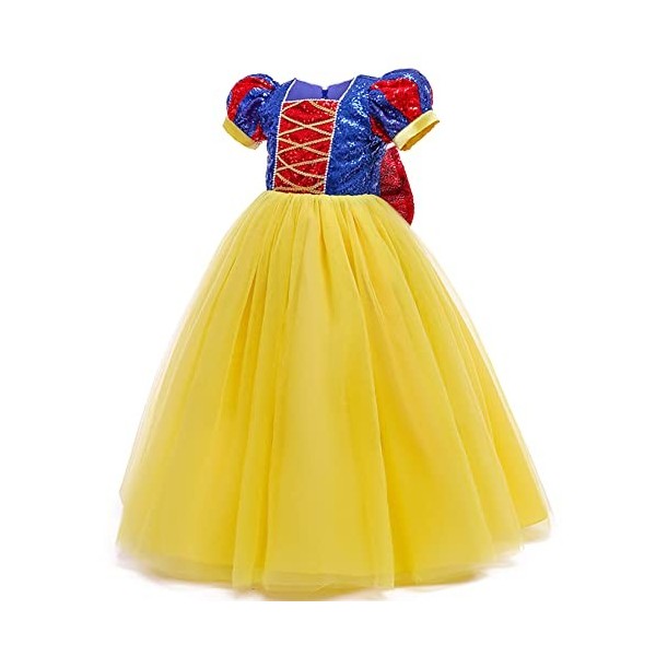 IWEMEK Deguisement Blanche Neige Fille Robe de Princesse Costume Conte de Fées Carnaval dHalloween Déguisements pour Enfants