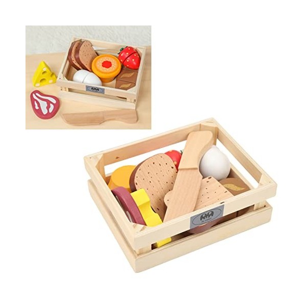 Mrisata Ensembles de Nourriture de Jeu en Bois pour Enfants Jouets de Cuisine Coupe des Aliments Fruits et Légumes pour Garço