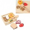 Mrisata Ensembles de Nourriture de Jeu en Bois pour Enfants Jouets de Cuisine Coupe des Aliments Fruits et Légumes pour Garço