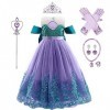 Deguisement Robe Princesse Ariel Costume de Sirène pour Enfant Fille, Robe Ariel la petite sirene avec Accessoires, Enfants C