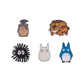 Amasukami Lot de 5 badges de chat avec personnages animés, Small, Métal, Pas de gemme