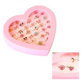 Toyvian Anneaux De Jouets Trousse Enfant 72 PCS Enfants Toys Girls Pretend Play Rings Little Girl Jewel Rings Jewelry Princes