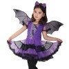 Alaiyaky Costume de chauve-souris pour fille avec ailes - Robe de fête dHalloween avec épingle à cheveux - Carnaval - Fête à