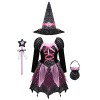 iiniim Enfant Robe Déguisement De Sorcière Fille Costume Dhalloween Carnaval Fête Anniversaire Robe Chapeau Baguette Sac De 