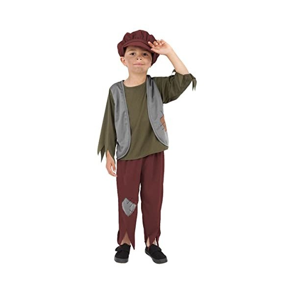 Smiffys Costume pauvre garçon victorien, Vert, avec haut, pantalon et chapeau, 12+ Ans