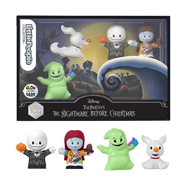 Fisher-Price Coffret Collector Little People 4 Figurines L’Étrange Noël De Monsieur Jack, Avec Jack Skellington Et Autres Per