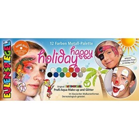 Eulenspiegel- Metall 212240 – Palette Happy Holiday, Vegan, kit de Maquillage pour Enfants, Carnaval, Unisexe-Adulte, 1021010