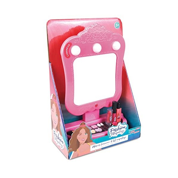 FASHION MAQUILLAGE - Miroir Lumineux et Maquillage - Accesoires de Maquillage - 258010 - Rose - Plastique - Jeu pour Enfant -