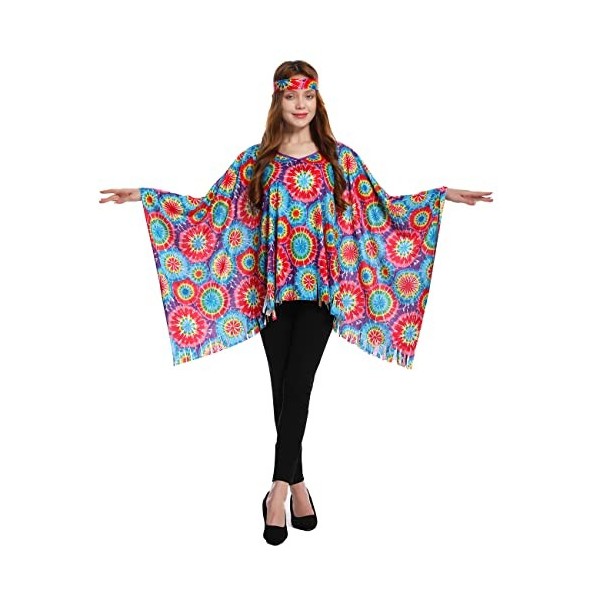 SEA HARE Femmes 60 s Hippie vêtements Mode Hippie Cape Bleu 