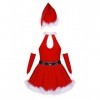 IEFIEL Déguisement Noël Elfe Enfant Fille Noël Lutin Robe de Princesse Cérémonie et Chapeau Noël Ensemble Costume Nouvel An N