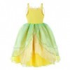 IWEMEK Déguisement de Princesse Tiana Robe Filles Carnaval Halloween Costume Conte de fée Manches bouffantes Longue Robe Noël