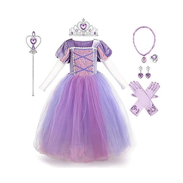 Robe de Princesse Sofia Fille Carnaval Déguisements Costume de Raiponce Enfants Halloween Cosplay Noël Robe de Soirée Cérémon