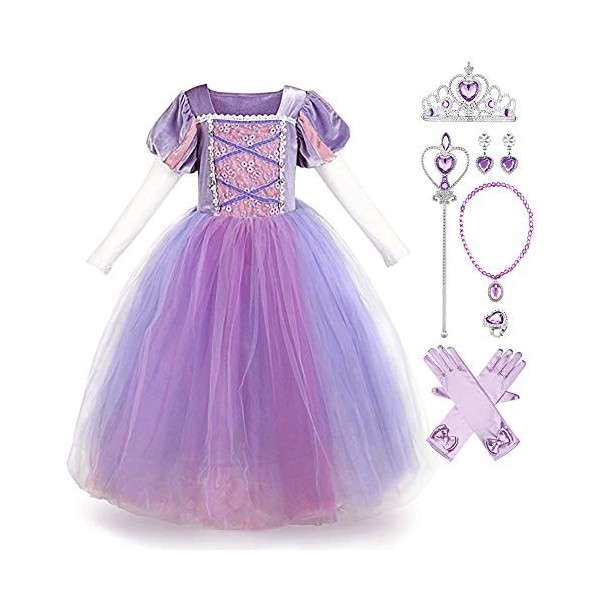 Robe de Princesse Sofia Fille Carnaval Déguisements Costume de Raiponce Enfants Halloween Cosplay Noël Robe de Soirée Cérémon