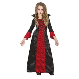 FIESTAS GUIRCA Déguisement Comtesse Vampire - Robe Longue Elégante Rouge Et Noire Pour Fille 10-12 Ans