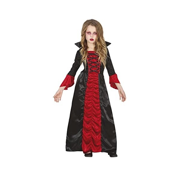FIESTAS GUIRCA Déguisement Comtesse Vampire - Robe Longue Elégante Rouge Et Noire Pour Fille 10-12 Ans