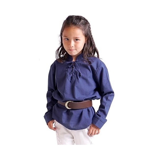 CoolChange Tunique pour enfant pour costume de chevalier ou de pirate | Chemise médiévale pour enfant avec lacets | Ceinture 