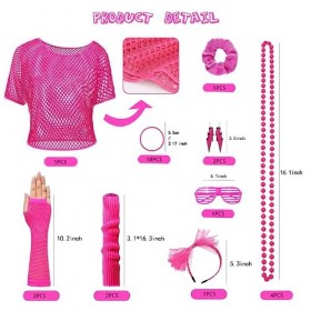 MASTWINK® Deguisement Annee 80 Accessoire néon, Déguisement Année 80 T-shirt en Maille, Déguisement Année 80 Femme pour fête 