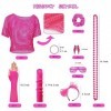 MASTWINK® Deguisement Annee 80 Accessoire néon, Déguisement Année 80 T-shirt en Maille, Déguisement Année 80 Femme pour fête 