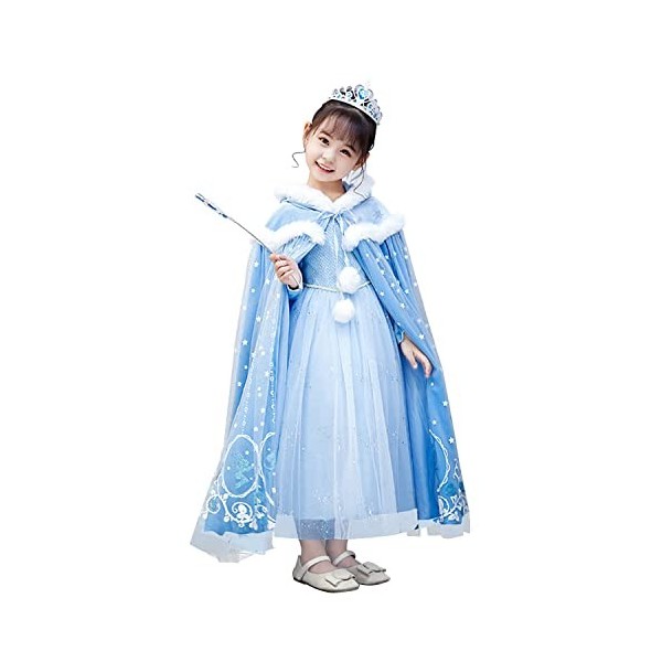 Qingzhuan Cape de princesse à capuchon, cape pour fille, cape épaisse de princesse, vêtements de déguisement pour Halloween N