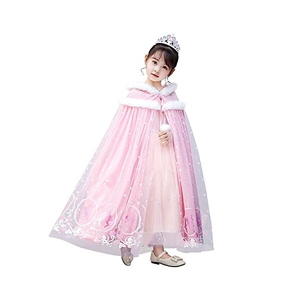 Qingzhuan Cape de princesse à capuchon, cape pour fille, cape épaisse de princesse, vêtements de déguisement pour Halloween N