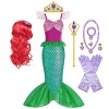 Monissy Déguisement de Princesse Sirène Costume Ariel avec Perruque pour Halloween Noël Costume de Jeu de Rôle pour Les Fille