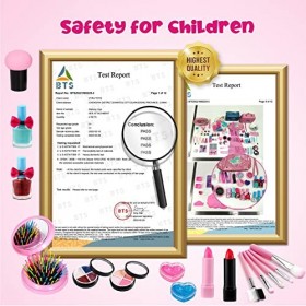 ONLYFUN Maquillage Enfant Jouet pour Fille, 21Pcs Kit de Makeup Lavable Enfant Non Toxique Con Thème Sirène Valise Maquillage