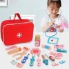 TONGJI Malette Docteur Enfant Bois, Kit Medecin Enfant 17 Pièce Jeu dimitation Jouet Docteur Set Médecin Valise Docteur Médic