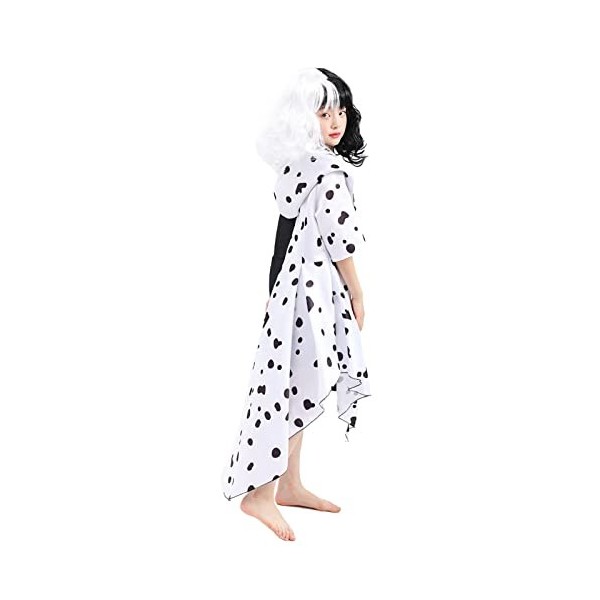 MYYBX Déguisement Cruella d Enfer Enfants Femmes, Déguisement Cruella Adulte pour Halloween et Carnaval Fête Danniversaire C