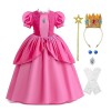 TENZHVXI Pêche Cosplay Robe Filles Princesse Cosplay Costumes Filles Pêche Cosplay Costumes avec Couronne Gants Baguette Hall