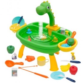 Ensemble de Jouets dévier de Cuisine avec Cycle de leau, Vaisselle et Fruits, Jouet de pêche 2 en 1, Ensemble de Cuisine de