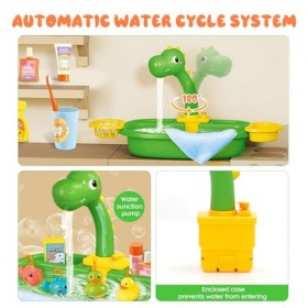 Ensemble de Jouets dévier de Cuisine avec Cycle de leau, Vaisselle et Fruits, Jouet de pêche 2 en 1, Ensemble de Cuisine de