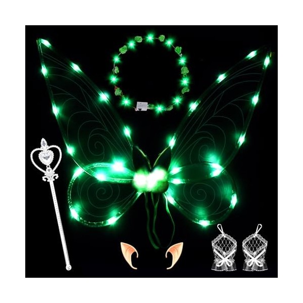 FORMIZON LED Feenflügel Leuchtende, 8er Set Leuchtend Fairy Wings Erwachsene, Elfenflügel Fee Flügel Mädchen, Schmetterlingsf